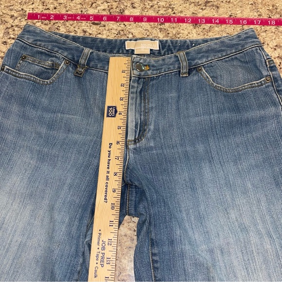Michael Kors Women Distressed Stretch Bootcut Flare Bling Y2K Denim Jeans Sz 12 - Picture 10 of 14